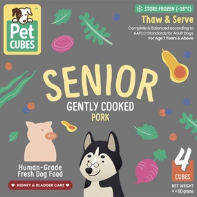 PetCubes Senior Gently Cooked Pork Grain-Free Frozen Dog Food 2.24kg raw pet food,frozen meat dog,raw feeding dog