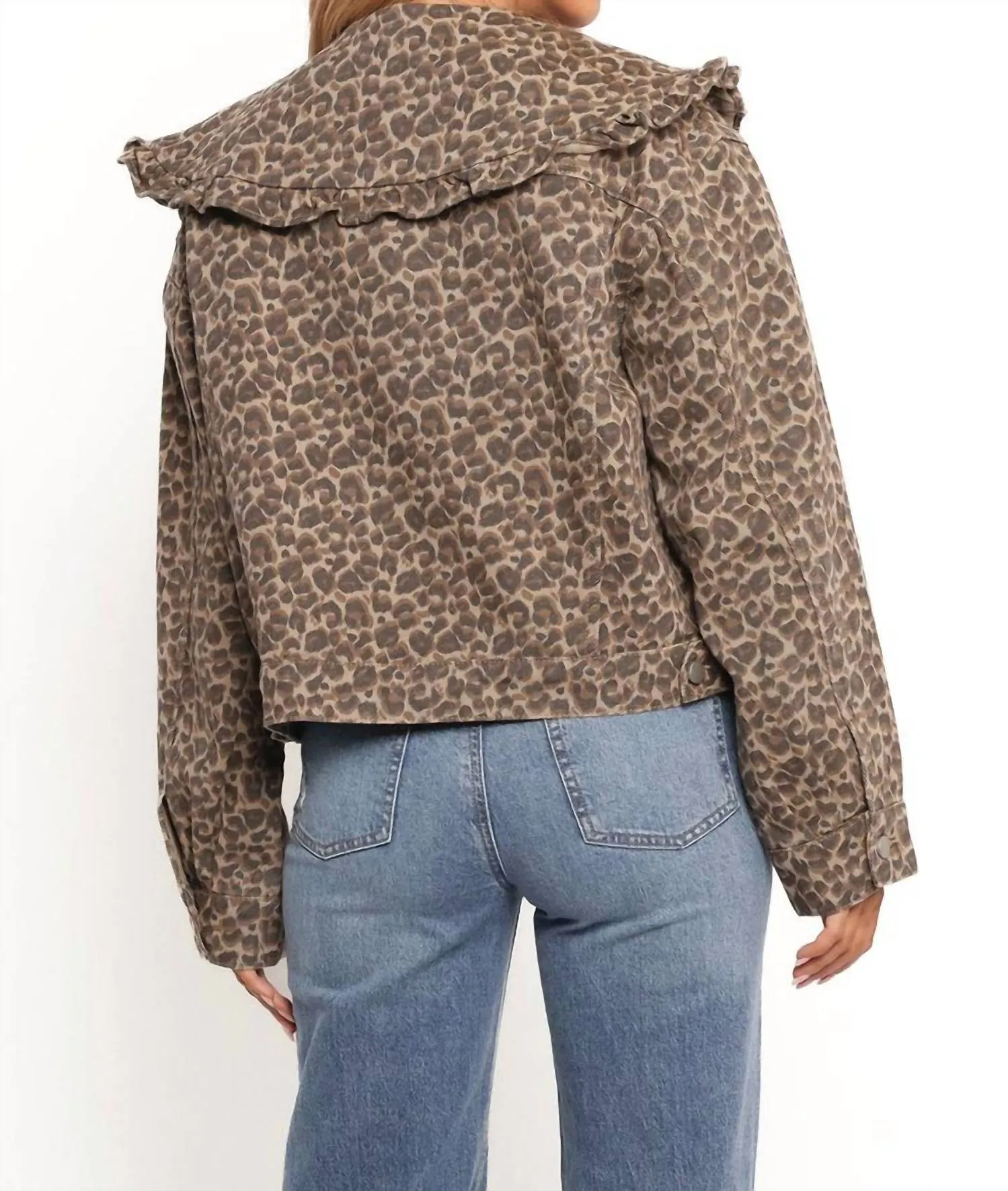 Peter Pan Collar Jacket In Leopard