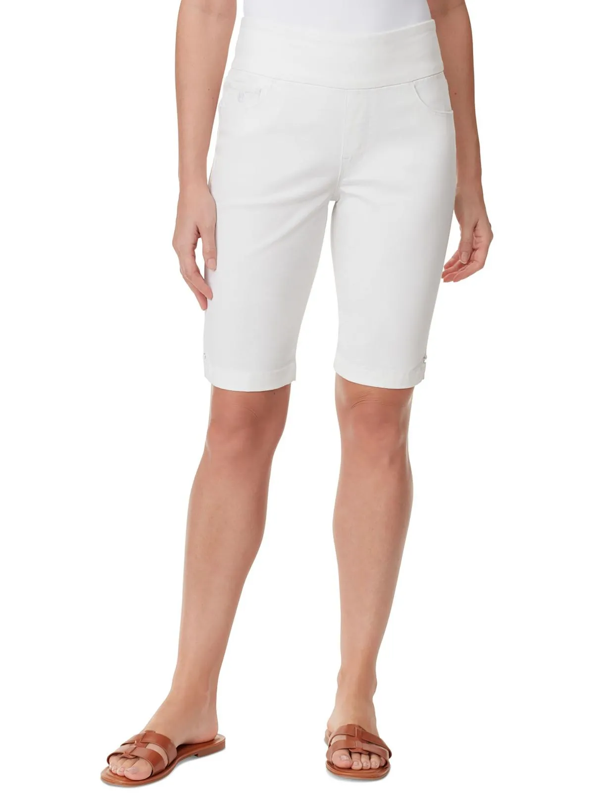 Petites Womens Mid Rise Knee Length Bermuda Shorts