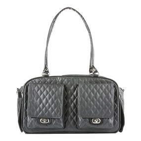 Petote Marlee Dog Carrier Black Quilted dog bowtie leather collar dog charm dog party wear dog scarf set