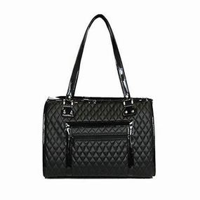 Petote Payton Dog Carrier Black Quilted dog bowtie leather collar dog charm dog party wear dog scarf set