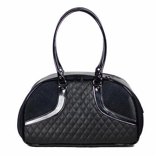 Petote Roxy Dog Carrier Black Quilted dog bowtie leather collar dog charm dog party wear dog scarf set