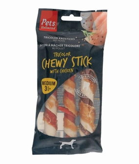 Pets Unlimited Tricolor Chewy Sticks with Chicken meat dog treat,healthy dog snack,jerky for dogs