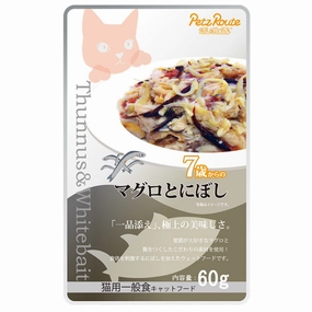 Petz Route Feast Tuna & Bonito Whitebait Senior Pouch Cat Food 60g premium cat food dental cat treats cat chicken treats tuna cat food cat fish treats