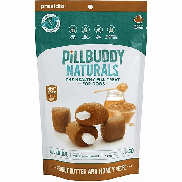 Pill Buddy Naturals Pill Hiding Treat for Dogs; Peanut Butter & Honey Recipe dog health supplement,dog multivitamin,canine health care