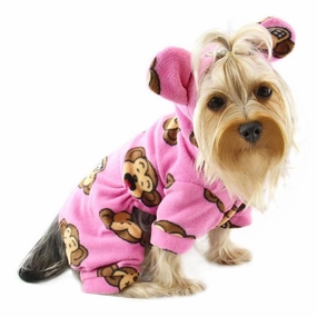 Pink Silly Monkey Fleece Dog Pajamas dog underwear,dog diaper,pet undergarments