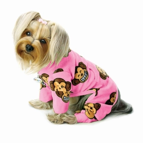 Pink Silly Monkey Fleece Turtleneck Dog Pajamas Medium dog underwear,dog diaper,pet undergarments