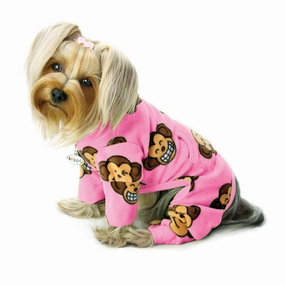 Pink Silly Monkey Fleece Turtleneck Dog Pajamas dog underwear,dog diaper,pet undergarments