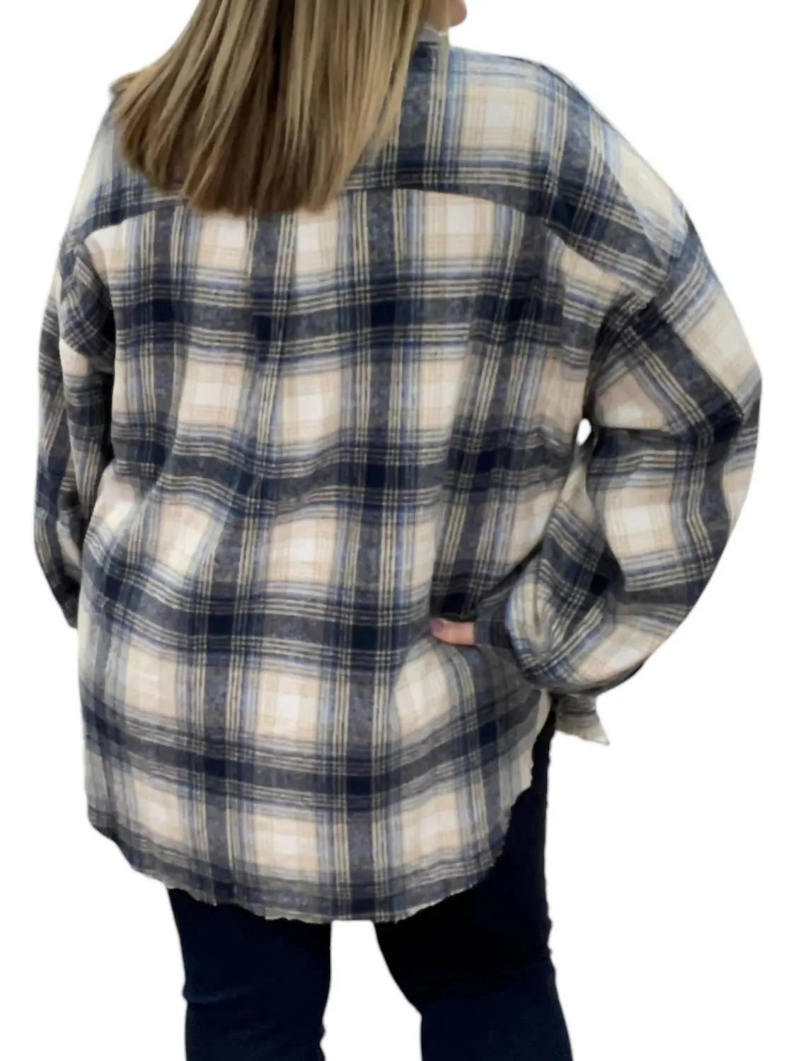 Plaid Shacket In Blue
