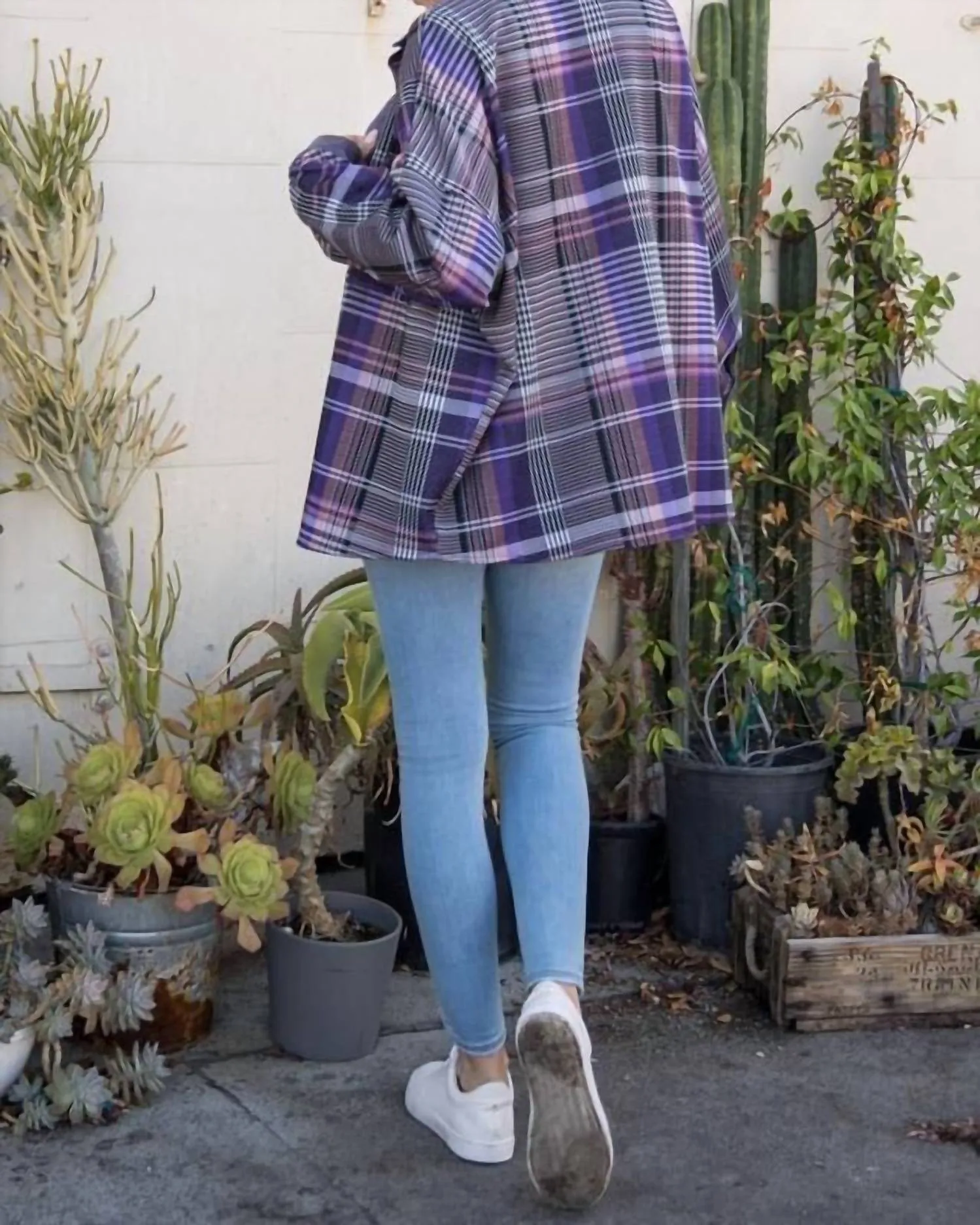 Plaid Shacket In Purple