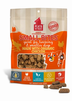 Plato Small Bites Organic Chicken Dog Treats 6oz Bag barn supply,horse stable organizer,poultry waterer