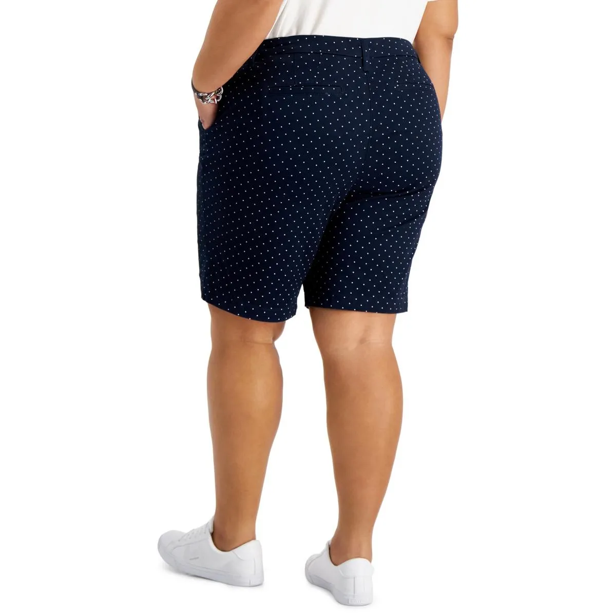 Plus Hollywood Womens Polka Dot Midi Flat Front