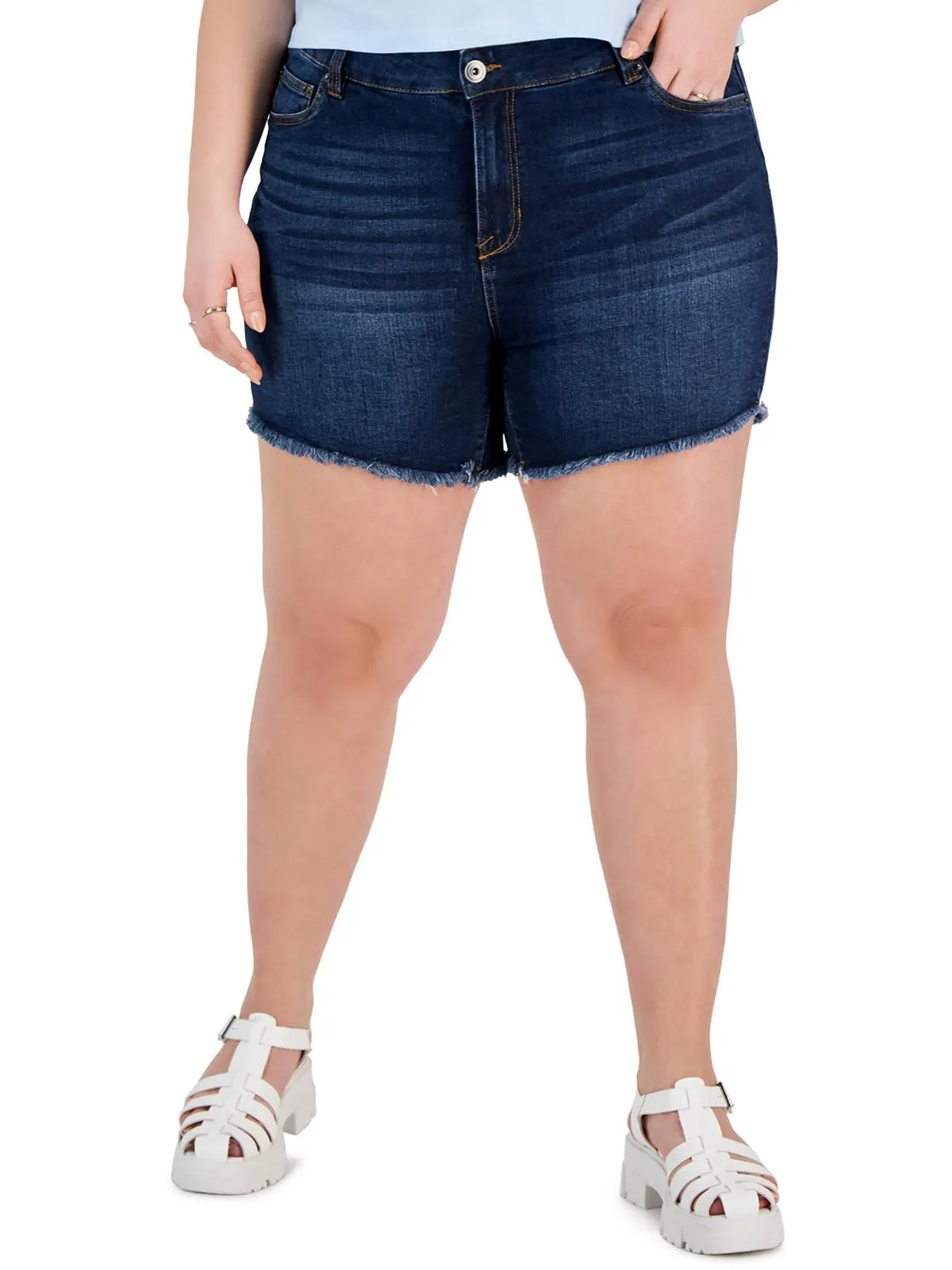 Plus The Sugar Womens High Rise Mini Denim Shorts