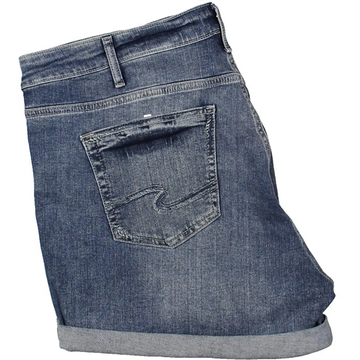 Plus Womens Mid-Rise Distressed Denim Shorts