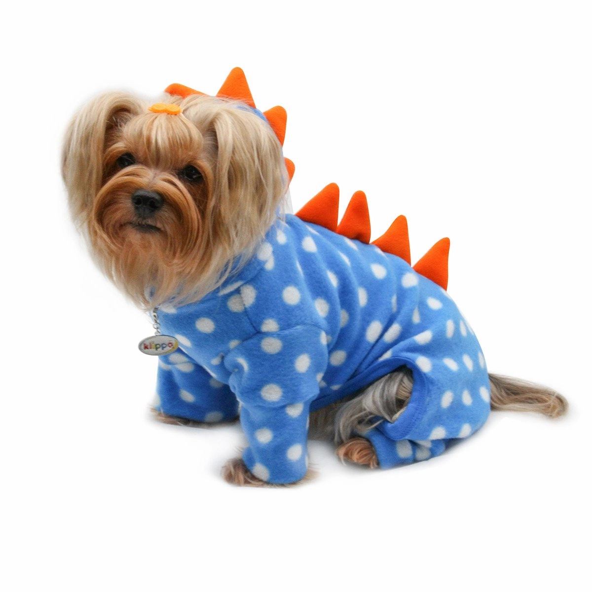 Polka Dots Dino Fleece Hooded Dog Pajamas dog underwear,dog diaper,pet undergarments