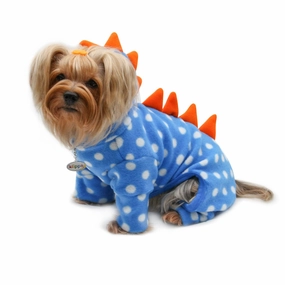 Polka Dots Dino Fleece Hooded Dog Pajamas dog underwear,dog diaper,pet undergarments