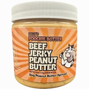 Poochie Butter Dog Beef Jerky Flavored Peanut Butter 4oz Jar stainless steel bowl,metal pet feeder,steel water dish