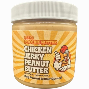 Poochie Butter Dog Chicken Jerky Flavored Peanut Butter 4oz Jar stainless steel bowl,metal pet feeder,steel water dish