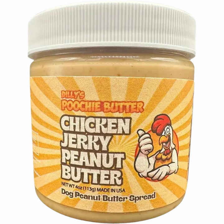Poochie Butter Dog Chicken Jerky Flavored Peanut Butter 4oz Jar stainless steel bowl,metal pet feeder,steel water dish