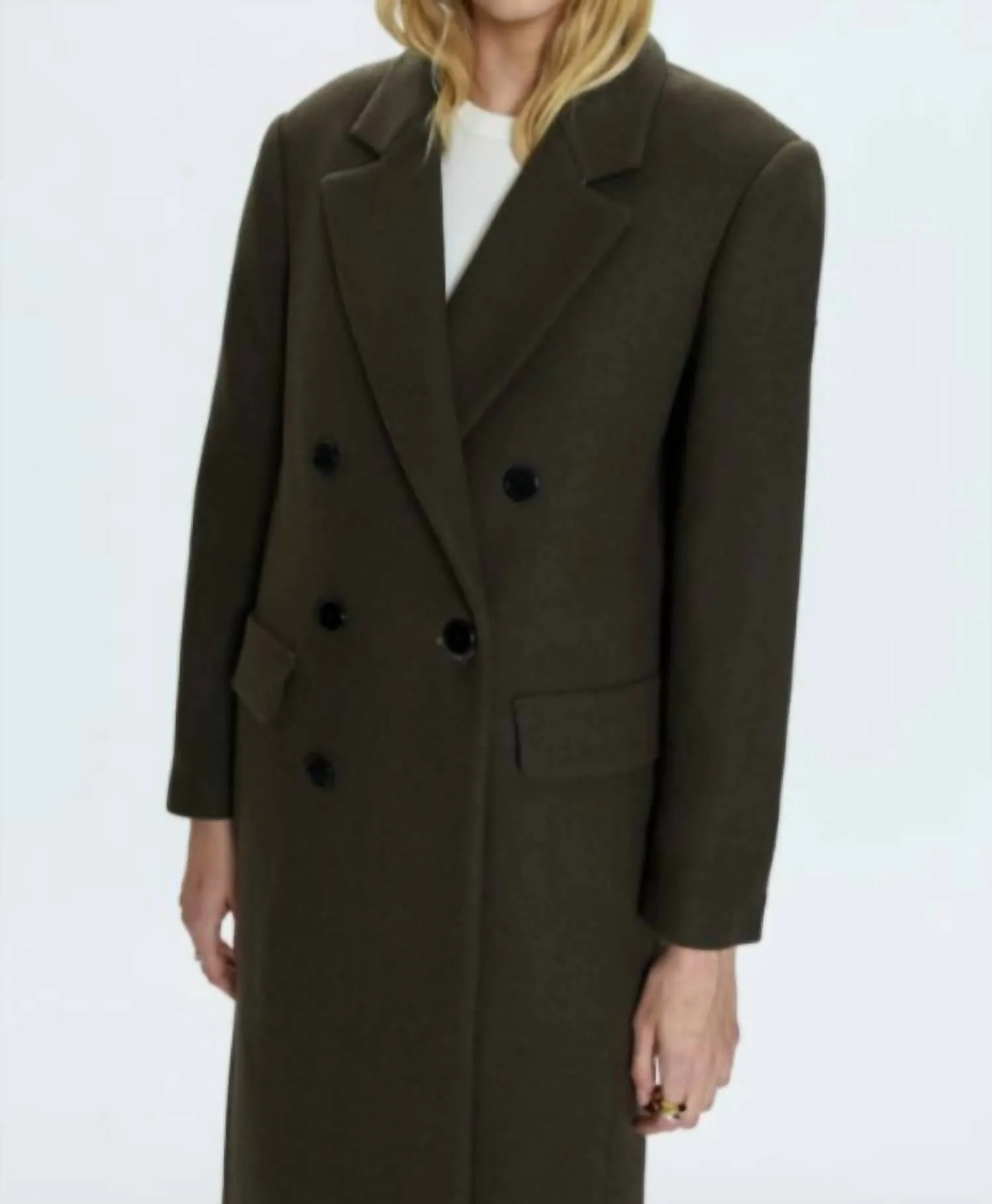 Prescott Double Breasted Wool Coat In Caper