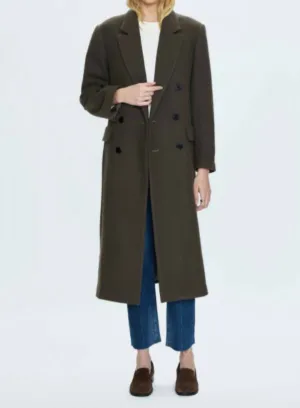 Prescott Double Breasted Wool Coat In Caper