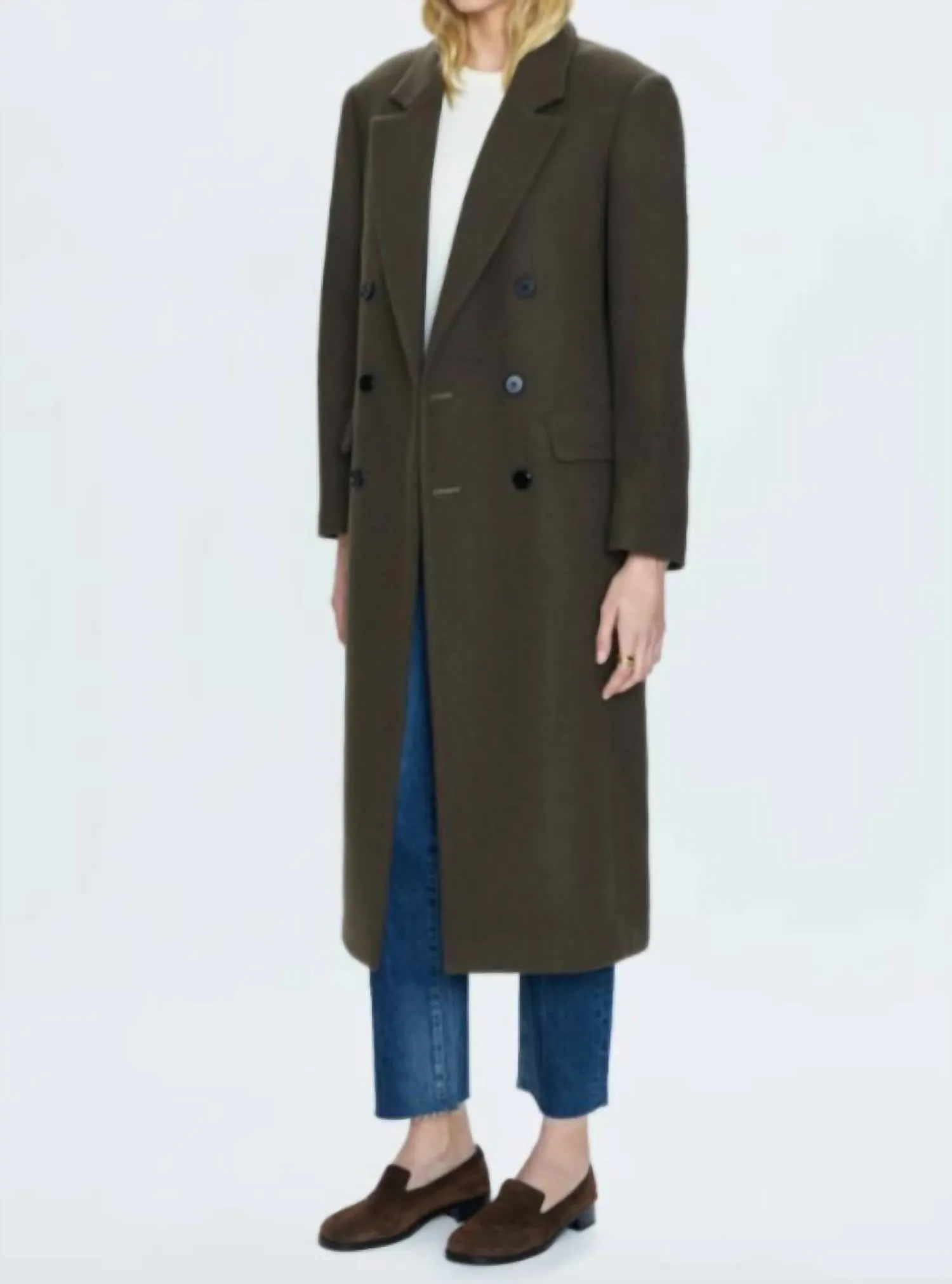 Prescott Double Breasted Wool Coat In Caper