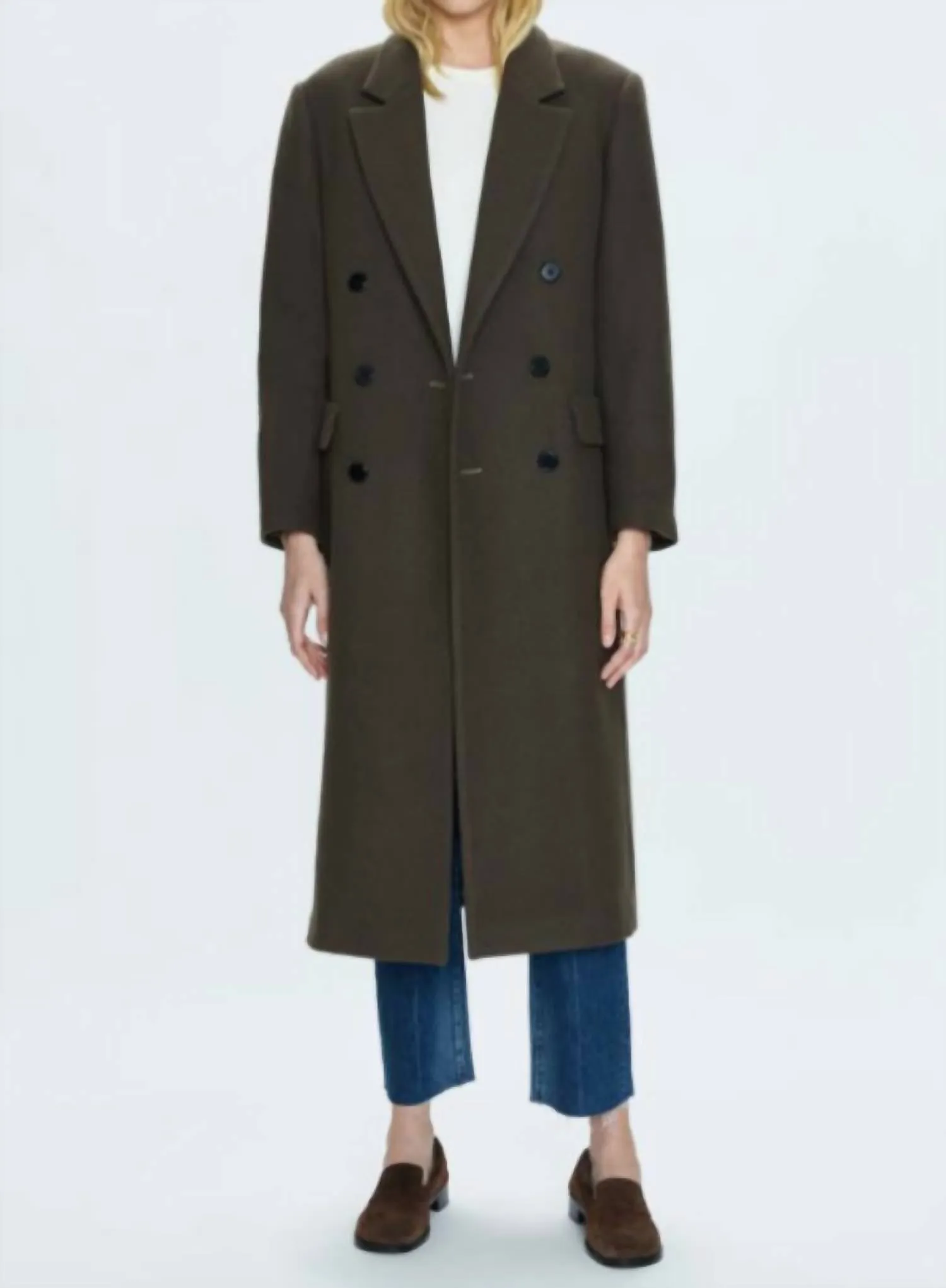 Prescott Double Breasted Wool Coat In Caper