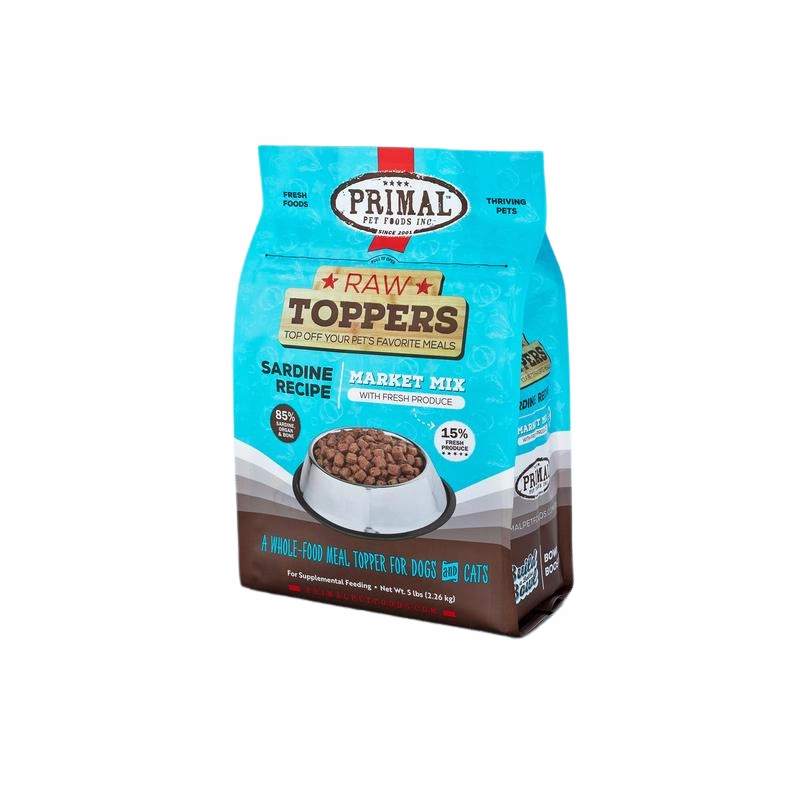 Primal Frozen Raw Dog Food Market Mix Topper - Sardine 5lb puppy food,chew toy for puppies,small dog treats