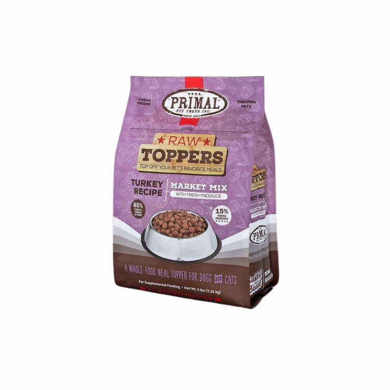 Primal Frozen Raw Dog Food Market Mix Topper - Turkey 5lb puppy food,chew toy for puppies,small dog treats