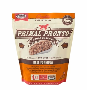 Primal Pronto Dog Raw Beef 4lbs. frozen raw dog food,raw patties for dogs,raw diet dog food