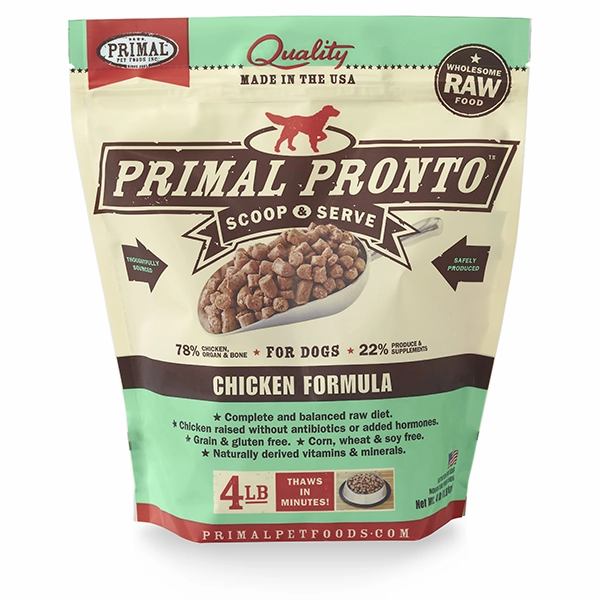 Primal Pronto Dog Raw Chicken 4lbs. frozen raw dog food,raw patties for dogs,raw diet dog food