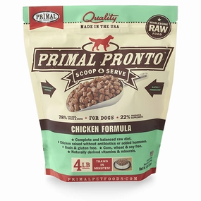 Primal Pronto Dog Raw Chicken 4lbs. frozen raw dog food,raw patties for dogs,raw diet dog food
