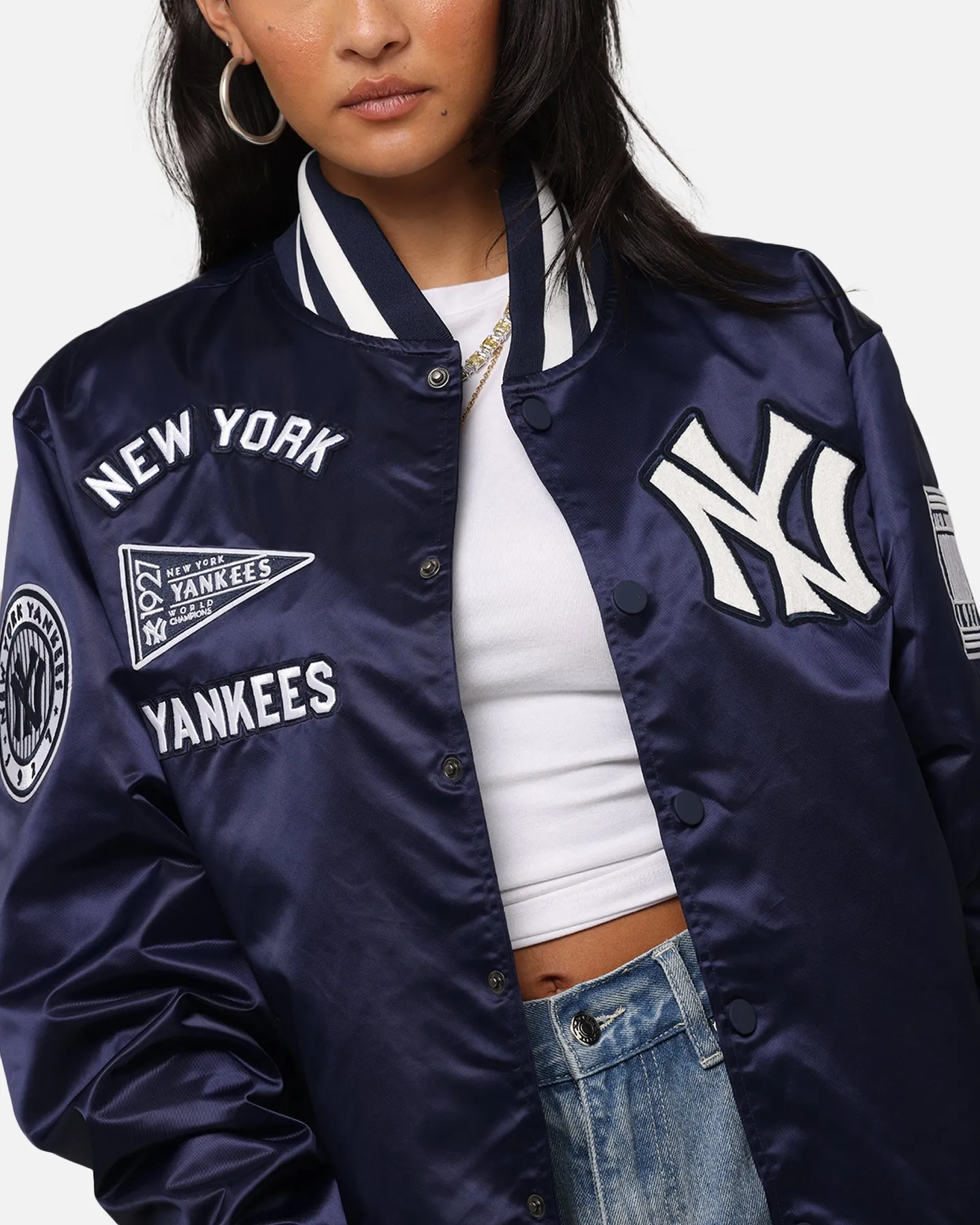 Pro Standard New York Yankees Classic Satin Jacket Midnight Navy