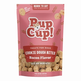 PupCup Frozen Cookie Dough Bites for Dogs - Bacon Flavor 8oz bag stainless steel bowl,metal pet feeder,steel water dish
