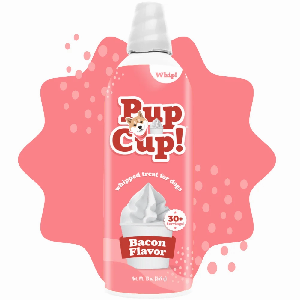 PupCup Frozen Whipped Treat for Dogs - Bacon Flavor 13oz stainless steel bowl,metal pet feeder,steel water dish
