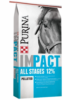 Purina Impact All Life Stages 12% Pelleted Horse Feed made in usa dog toy,usa dog food,american dog products