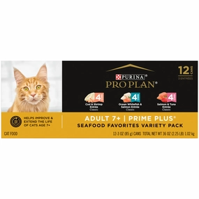 Purina Pro Plan Grain-Free Senior Pate Prime Plus Seafood Favorites Wet Cat Food Variety Pack cat supplies,cat essentials,cat accessories