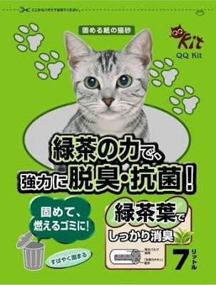 QQKIT Recyclable Paper Cat Litter Green Tea 7L clumping cat litter,natural cat litter,dust free cat litter