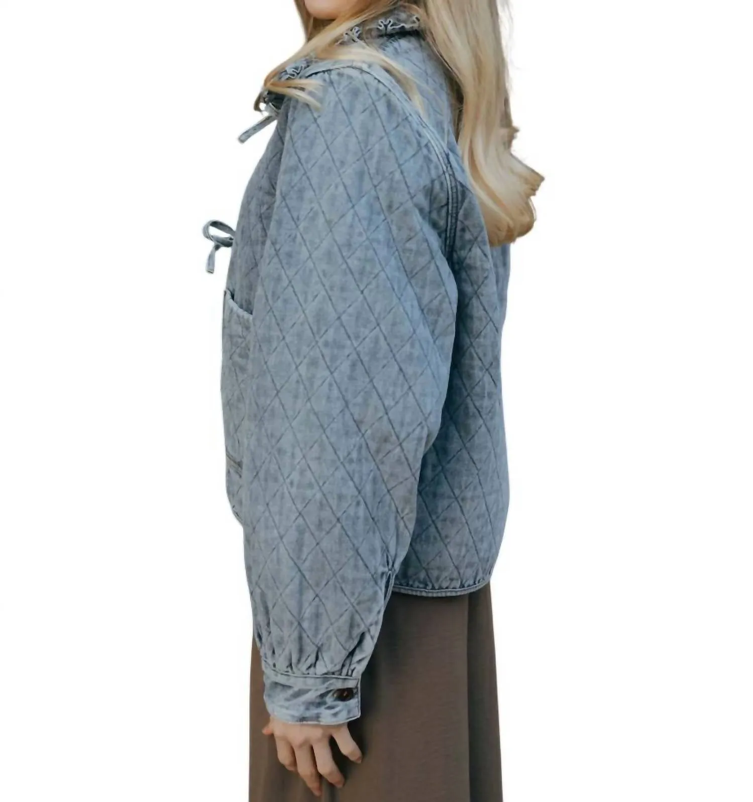 Quilted Tie Jacket In Denim