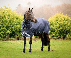 Rambo Duo Force Turnout Blanket, 100 Gram Outer with 100 Gram & 300 Gram Liner, Navy horse blanket,poultry bed sheet,equine sheets