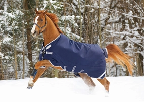 Rambo Original Turnout Blanket with Leg Arches, 200 Gram, Navy/Silver horse blanket,poultry bed sheet,equine sheets