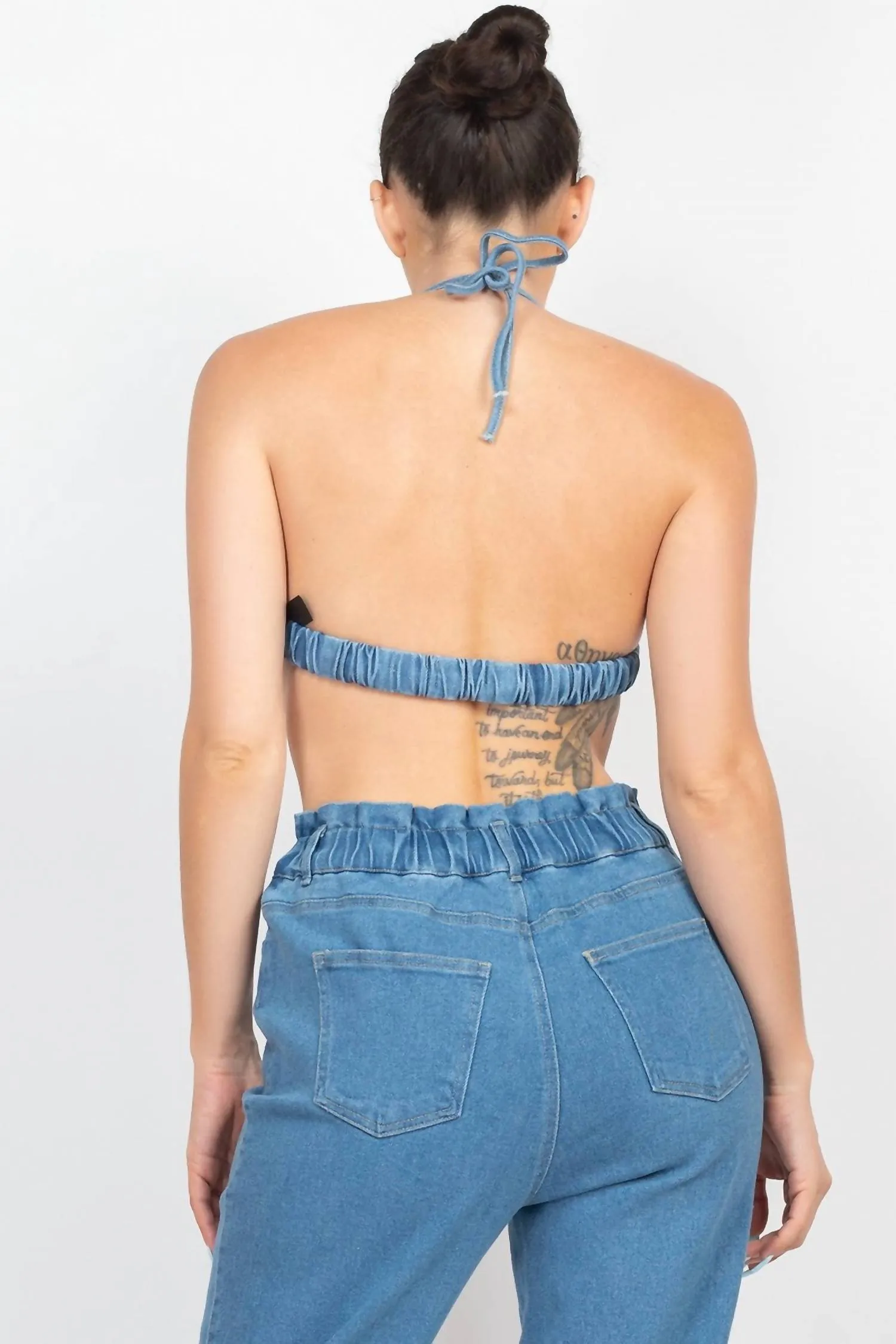 Ready And Willin Baggy Jean And Bralette Set In Blue