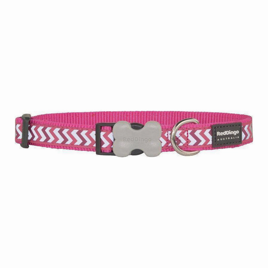 Red Dingo Dog Reflective Ziggy Collar Hot Pink S 12mm