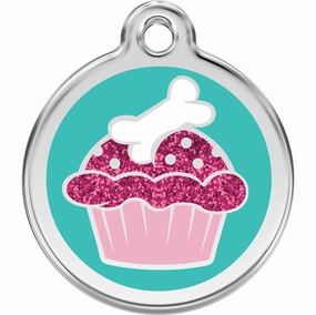 Red Dingo Glitter Cup Cake Pet ID Dog Tags designer pet clothes,designer dog collar,luxury pet gear