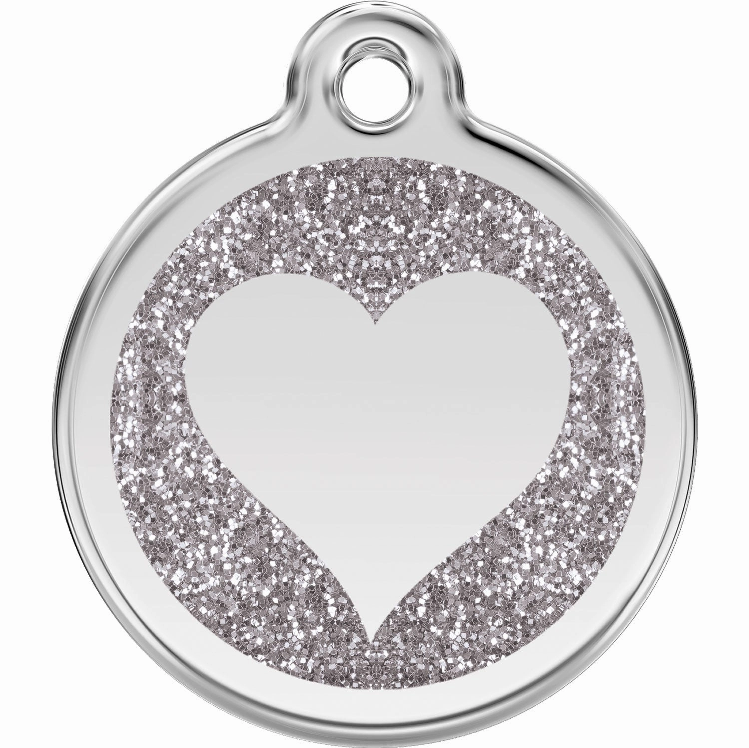 Red Dingo Glitter Heart Pet ID Dog Tags