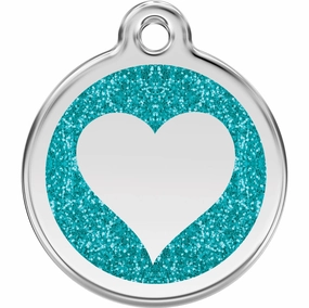 Red Dingo Glitter Heart Pet ID Dog Tags designer pet clothes,designer dog collar,luxury pet gear