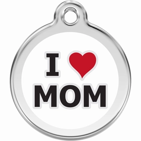 Red Dingo I Love Mom Pet ID Tag designer pet clothes,designer dog collar,luxury pet gear