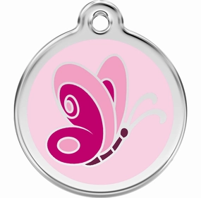 Red Dingo Pink Butterfly Pet ID Dog Tags designer pet clothes,designer dog collar,luxury pet gear