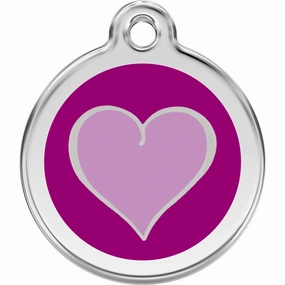 Red Dingo Purple Heart Pet ID Dog Tags designer pet clothes,designer dog collar,luxury pet gear