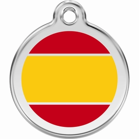 Red Dingo Spanish Flag Pet ID Dog Tags designer pet clothes,designer dog collar,luxury pet gear
